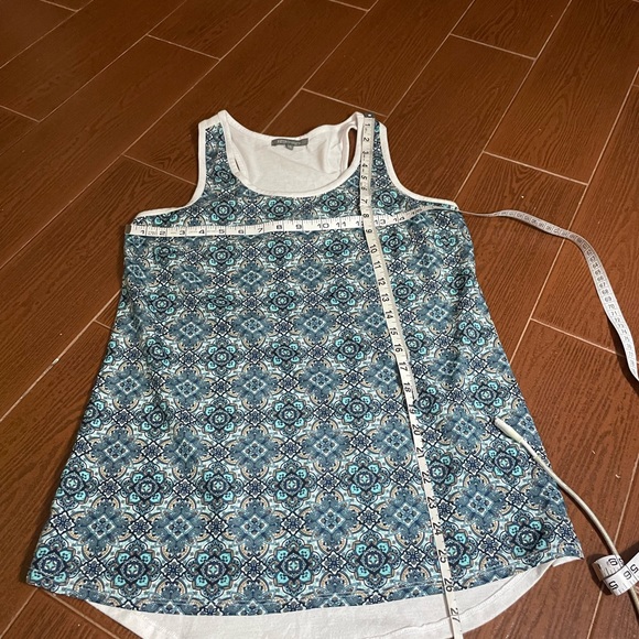 Retro-ology Blue and white racer back tank top size small spandex floral print - Picture 6 of 12